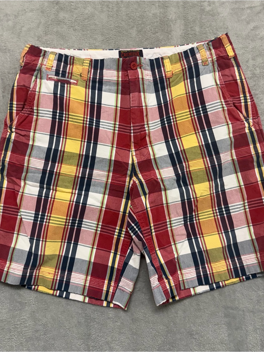 Vtg Cremieux Mens 36 Madras Plaid Shorts 100% Cotton Multicolor Preppy 11”